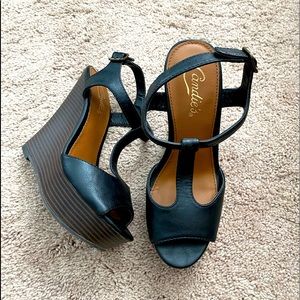 Black Wedge Sandals